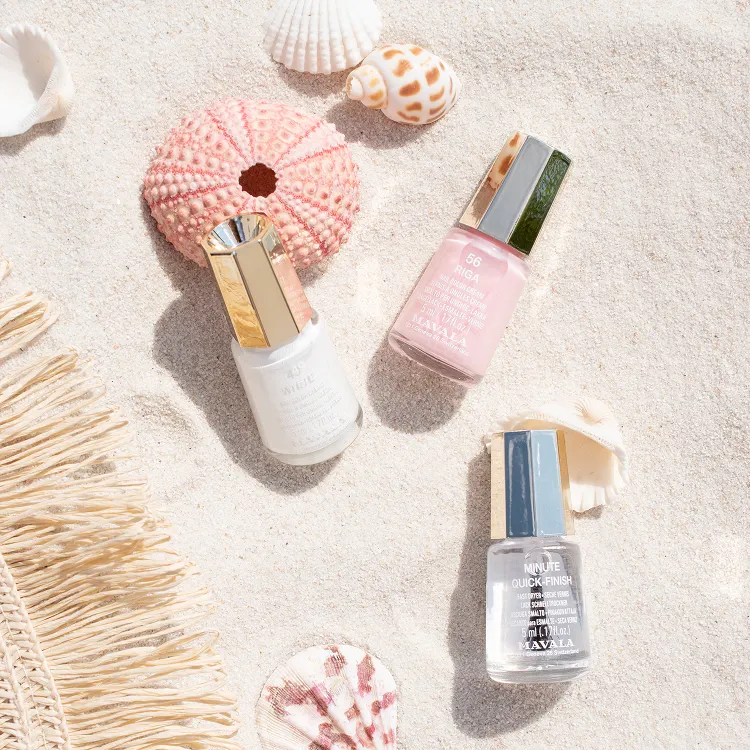 MAVALA Mini Colors and breathable nail polishes in golden bottles